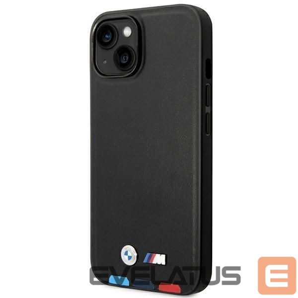 Чехол на заднюю панель BMW Case BMW BMHMP14M22PTDK iPhone 14 Plus 6.7 "black / black Leather Stamp Tricolor Magsafe