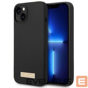 Чехол на заднюю панель Guess  Guess GUHMP14MSBPLK iPhone 14 Plus 6.7" black/black hard case Silicone Logo Plate MagSafe 
