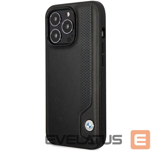Чехол на заднюю панель BMW Case BMW BMHCP14L22RBDK iPhone 14 Pro 6.1" black/black hardcase Leather Blue Dots