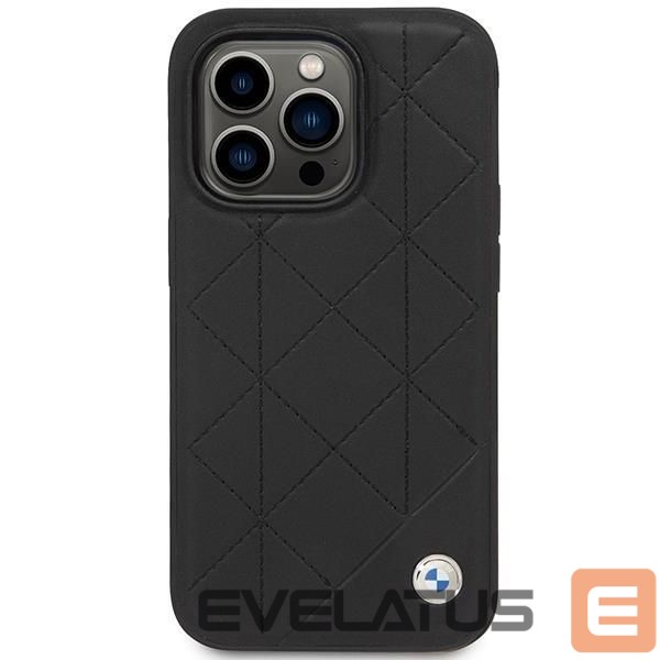 Чехол на заднюю панель BMW Case BMW BMHCP14L22RQDK iPhone 14 Pro 6.1" black/black Leather Quilted