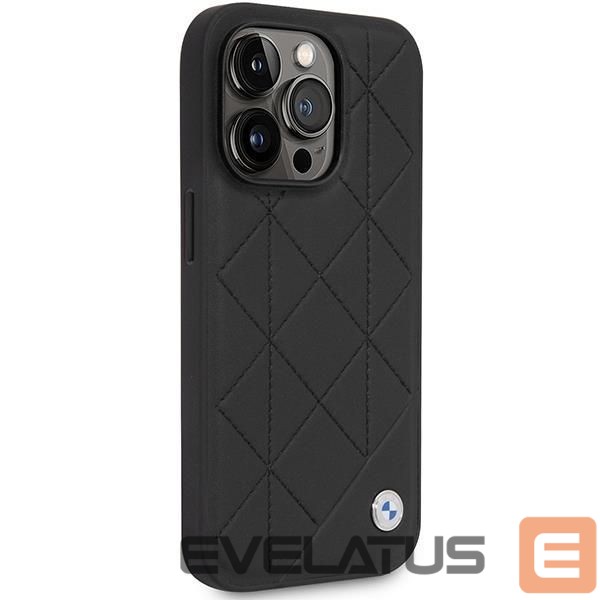 Чехол на заднюю панель BMW Case BMW BMHCP14L22RQDK iPhone 14 Pro 6.1" black/black Leather Quilted