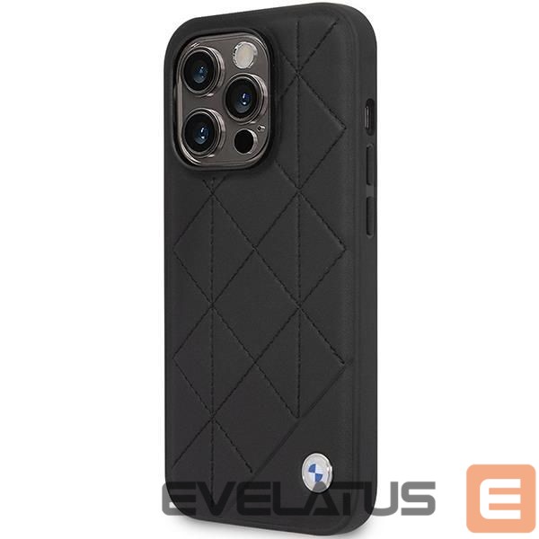 Чехол на заднюю панель BMW Case BMW BMHCP14L22RQDK iPhone 14 Pro 6.1" black/black Leather Quilted