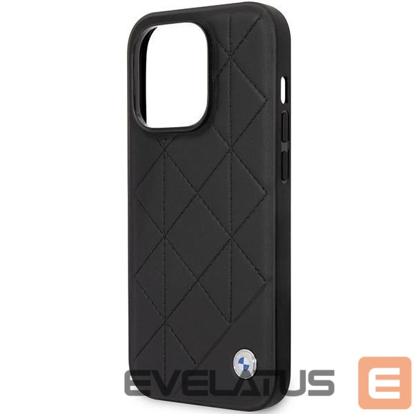 Чехол на заднюю панель BMW Case BMW BMHCP14L22RQDK iPhone 14 Pro 6.1" black/black Leather Quilted