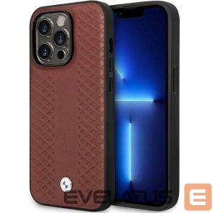 Чехол на заднюю панель BMW  Case BMW BMHCP14X22RFGR iPhone 14 Pro Max 6.7" Burgundy/burgundy Leather Diamond Pattern 