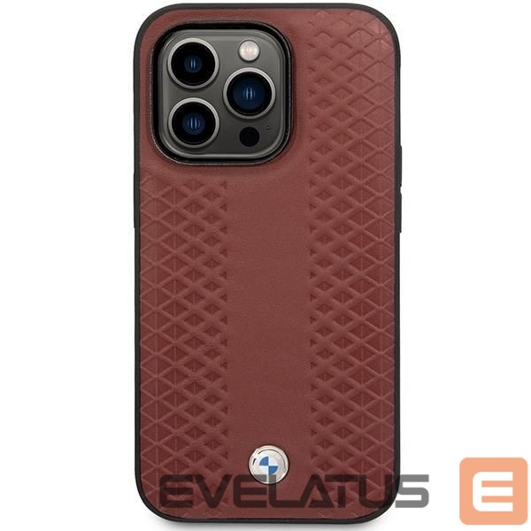 Чехол на заднюю панель BMW Case BMW BMHCP14X22RFGR iPhone 14 Pro Max 6.7" Burgundy/burgundy Leather Diamond Pattern