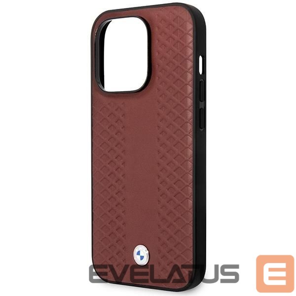 Чехол на заднюю панель BMW Case BMW BMHCP14X22RFGR iPhone 14 Pro Max 6.7" Burgundy/burgundy Leather Diamond Pattern