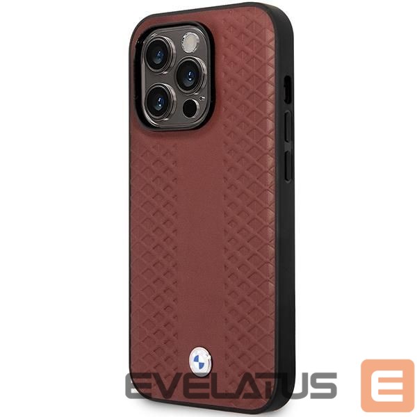 Чехол на заднюю панель BMW Case BMW BMHCP14X22RFGR iPhone 14 Pro Max 6.7" Burgundy/burgundy Leather Diamond Pattern