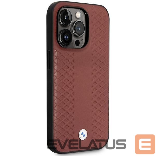 Чехол на заднюю панель BMW Case BMW BMHCP14X22RFGR iPhone 14 Pro Max 6.7" Burgundy/burgundy Leather Diamond Pattern