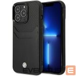 Чехол на заднюю панель BMW  Case BMW BMHCP14X22RSEPK iPhone 14 Pro Max 6.7" black/black Leather Card Slot 