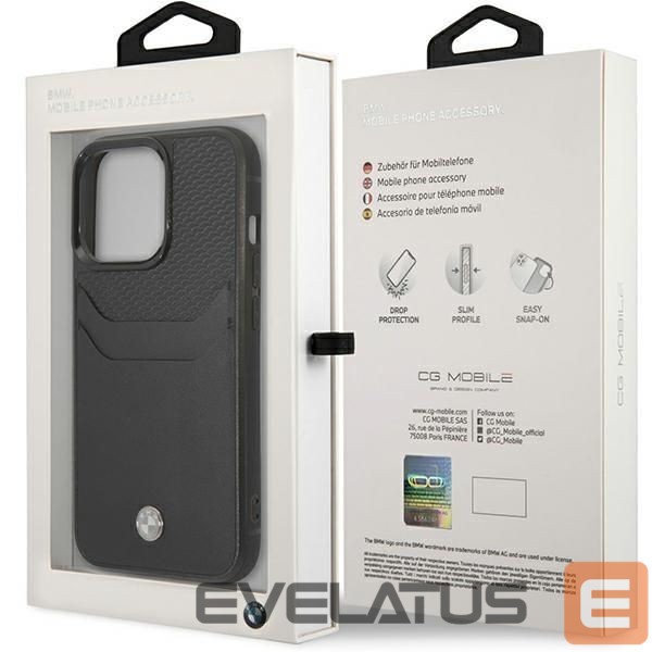 Чехол на заднюю панель BMW Case BMW BMHCP14X22RSEPK iPhone 14 Pro Max 6.7" black/black Leather Card Slot