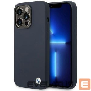 Чехол на заднюю панель BMW  Case BMW BMHMP14XSILNA iPhone 14 Pro Max 6.7" navy blue/navy Silicone Metal Logo MagSafe 