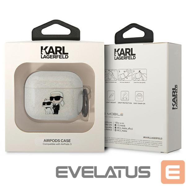Чехол на заднюю панель Karl Lagerfeld Karl Lagerfeld KLA3HNKCTGT Airpods 3 cover transparent Gliter Karl&Choupette