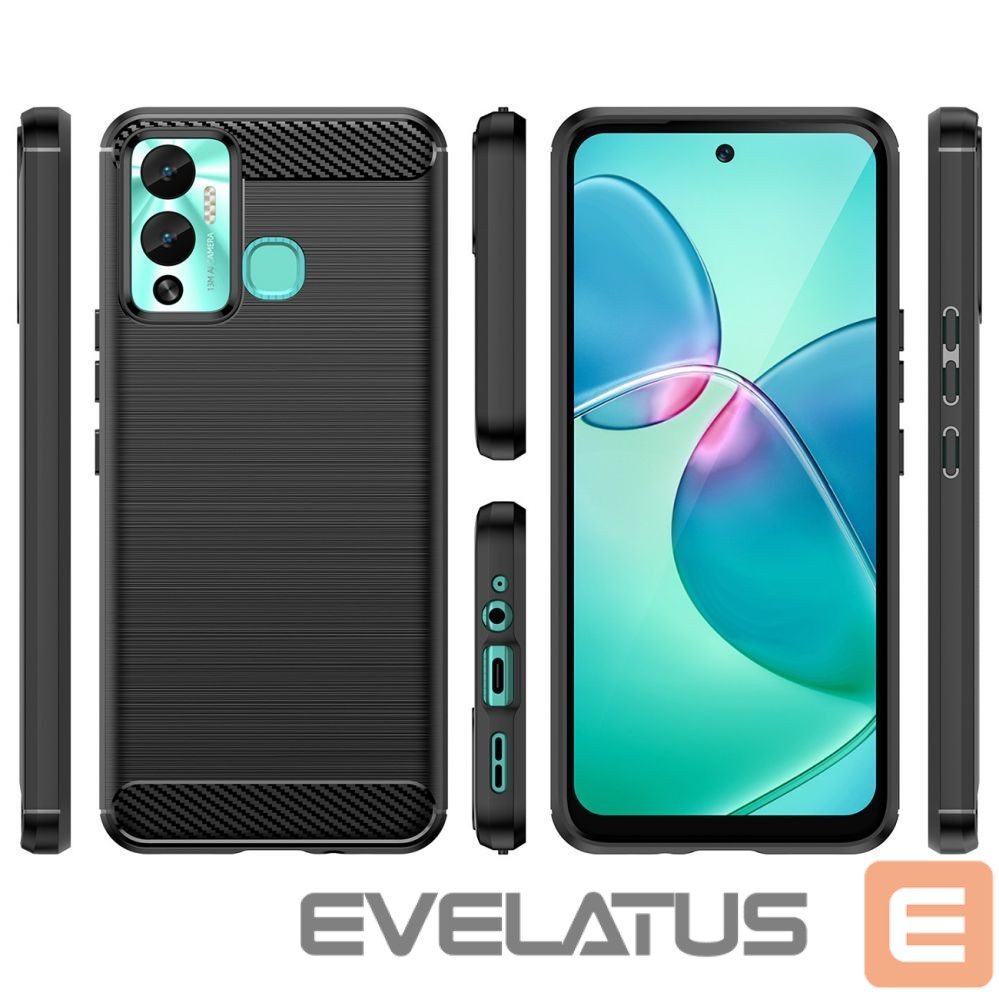 Чехол на заднюю панель Hurtel Carbon Case case for Infinix Hot 12 Play NFC / Hot 12 Play flexible silicone carbon cover black