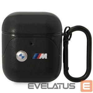 Чехол на заднюю панель BMW  BMW BMA222PVTK AirPods 1/2 cover black/black Leather Curved Line 