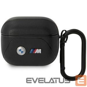Чехол на заднюю панель BMW  BMW BMA322PVTK AirPods 3 gen cover black/black Leather Curved Line 