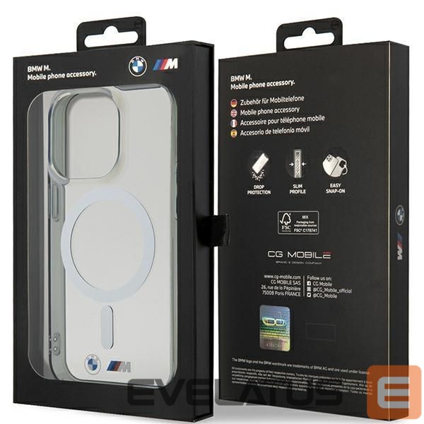 Чехол на заднюю панель BMW Case BMW BMHMP14LHCRS iPhone 14 Pro 6.1" transparent hardcase Silver Ring MagSafe