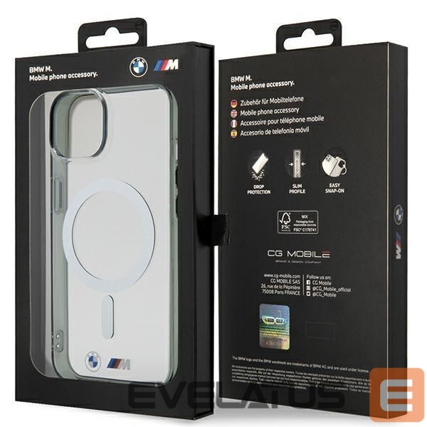 Чехол на заднюю панель BMW BMW BMHMP14SHCRS iPhone 14 6.1" case transparent hardcase Silver Ring MagSafe