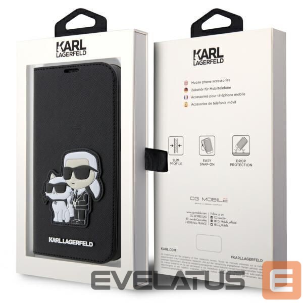 Чехол на заднюю панель Karl Lagerfeld Karl Lagerfeld KLBKP14LSANKCPK iPhone 14 Pro 6.1" bookcase black/black Saffiano Karl & Choupette