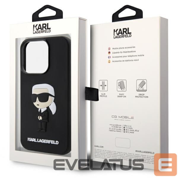 Чехол на заднюю панель Karl Lagerfeld Karl Lagerfeld KLHCP14L3DRKINK iPhone 14 Pro 6.1" black/black hardcase Rubber Ikonik 3D