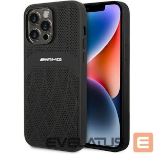 Чехол на заднюю панель Mercedes-Benz  AMG AMHMP14XOSDBK iPhone 14 Pro Max 6.7" black/black hardcase Leather Curved Lines MagSafe 