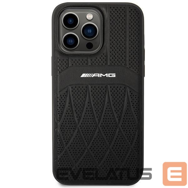 Чехол на заднюю панель Mercedes-Benz AMG AMHMP14XOSDBK iPhone 14 Pro Max 6.7" black/black hardcase Leather Curved Lines MagSafe