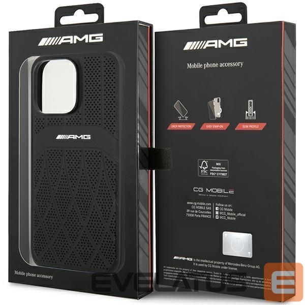 Чехол на заднюю панель Mercedes-Benz AMG AMHMP14XOSDBK iPhone 14 Pro Max 6.7" black/black hardcase Leather Curved Lines MagSafe