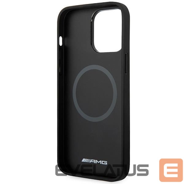 Чехол на заднюю панель Mercedes-Benz AMG AMHMP14XOSDBK iPhone 14 Pro Max 6.7" black/black hardcase Leather Curved Lines MagSafe