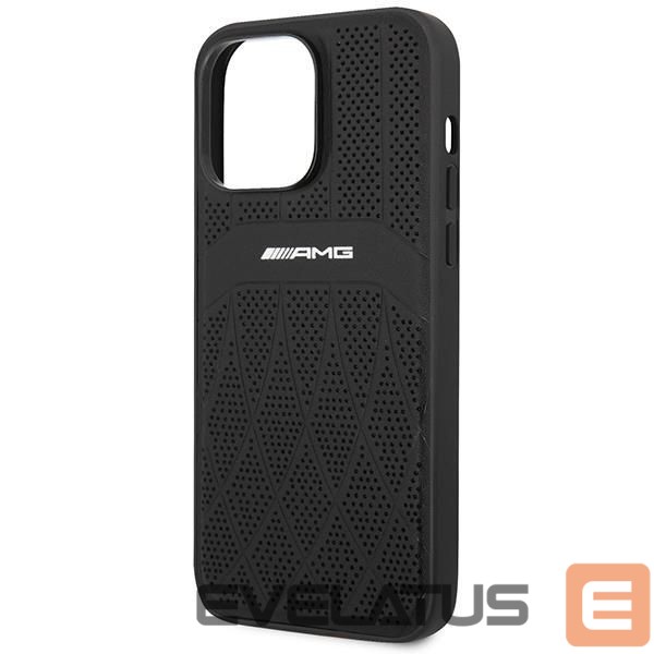Чехол на заднюю панель Mercedes-Benz AMG AMHMP14XOSDBK iPhone 14 Pro Max 6.7" black/black hardcase Leather Curved Lines MagSafe