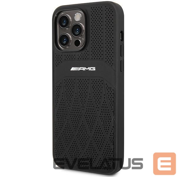 Чехол на заднюю панель Mercedes-Benz AMG AMHMP14XOSDBK iPhone 14 Pro Max 6.7" black/black hardcase Leather Curved Lines MagSafe