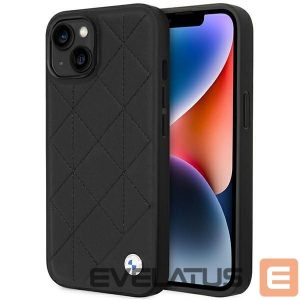 Чехол на заднюю панель BMW  Case BMW BMHCP14S22RQDK iPhone 14 6.1" black/black Leather Quilted 