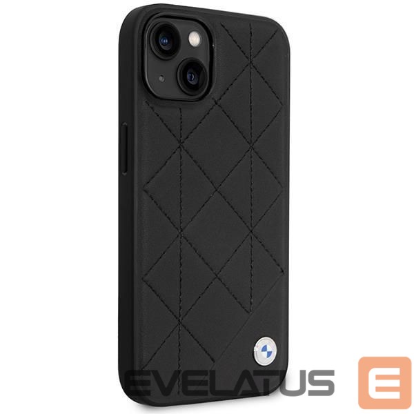 Чехол на заднюю панель BMW Case BMW BMHCP14S22RQDK iPhone 14 6.1" black/black Leather Quilted