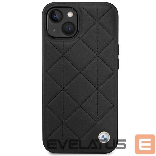 Чехол на заднюю панель BMW Case BMW BMHCP14S22RQDK iPhone 14 6.1" black/black Leather Quilted