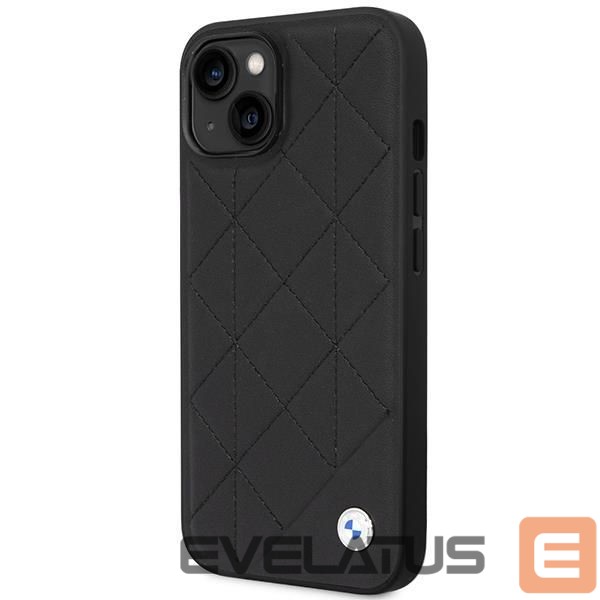 Чехол на заднюю панель BMW Case BMW BMHCP14S22RQDK iPhone 14 6.1" black/black Leather Quilted