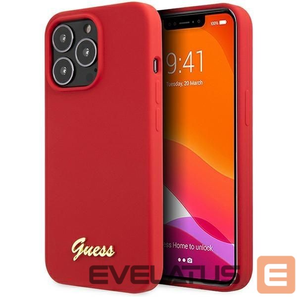 Чехол на заднюю панель Guess Guess GUHCP13XLSLMGRE iPhone 13 Pro Max 6.7" red/burgundy hard case Silicone Vintage Gold Logo