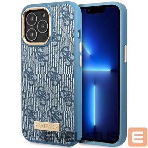 Чехол на заднюю панель Guess  Guess GUHMP14LU4GPRB iPhone 14 Pro 6.1" blue/blue hard case 4G Logo Plate MagSafe 