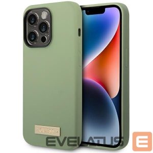 Чехол на заднюю панель Guess  Guess Silicone Logo Plate MagSafe case for iPhone 14 Pro Max - green 