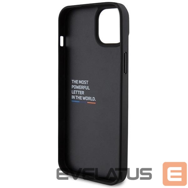 Чехол на заднюю панель BMW BMW Leather Carbon case for iPhone 15 Plus - black