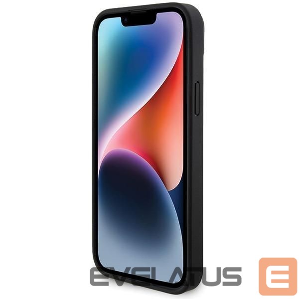 Чехол на заднюю панель BMW BMW Leather Carbon case for iPhone 15 Plus - black