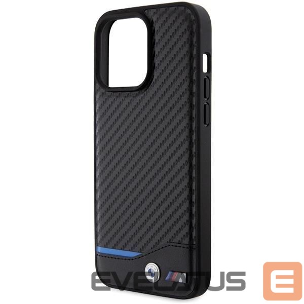 Чехол на заднюю панель BMW BMW Leather Carbon case for iPhone 15 Pro Max - black