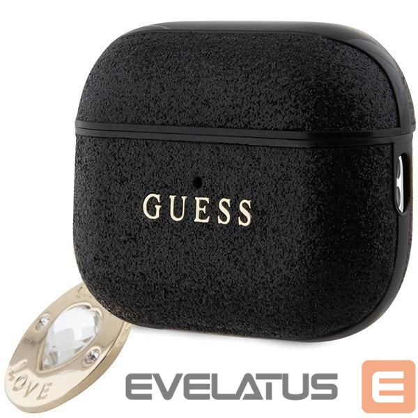 Чехол на заднюю панель Guess Guess GUAP2PGEHCDK case for AirPods Pro 2 cover - black Fixed Glitter Heart Diamond Charm