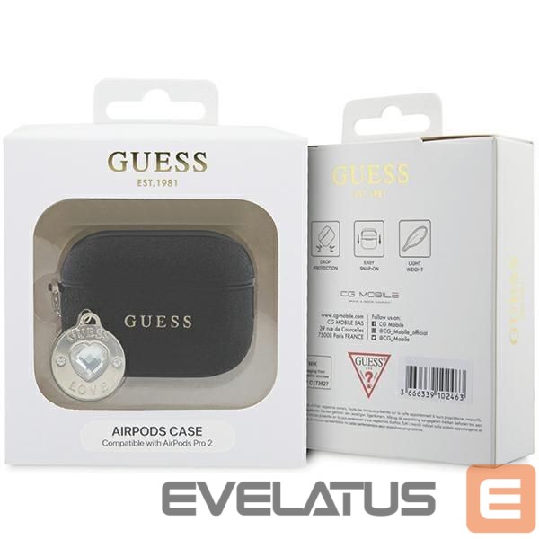 Чехол на заднюю панель Guess Guess GUAP2PGEHCDK case for AirPods Pro 2 cover - black Fixed Glitter Heart Diamond Charm