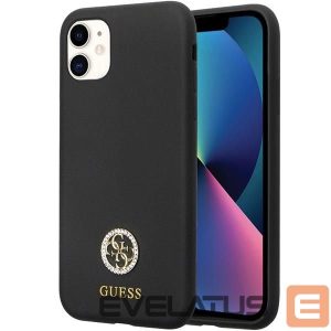 Чехол на заднюю панель Guess  Guess GUHCN614DGPK Case for iPhone 11 / Xr - Black Silicone Logo Strass 4G
