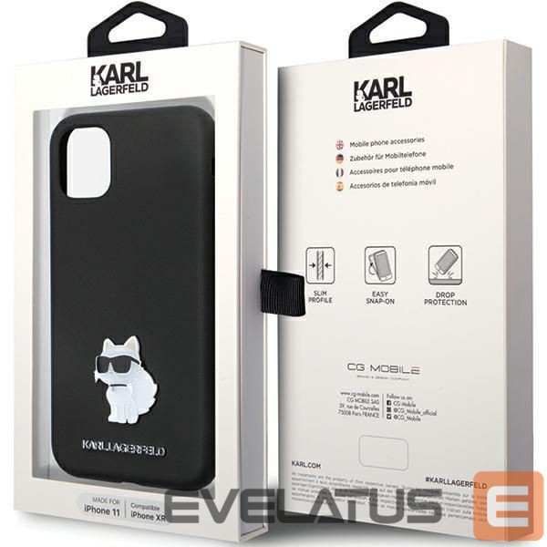 Чехол на заднюю панель Karl Lagerfeld Karl Lagerfeld KLHCN61SMHCNPK case for iPhone 11 / Xr - black Silicone C Metal Pin