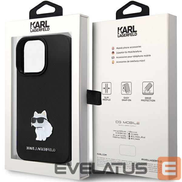 Чехол на заднюю панель Karl Lagerfeld Karl Lagerfeld KLHCP13LSMHCNPK case for iPhone 13 Pro / 13 - black Silicone C Metal Pin