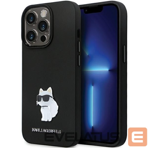 Чехол на заднюю панель Karl Lagerfeld Karl Lagerfeld KLHCP14LSMHCNPK case for iPhone 14 Pro - black Silicone C Metal Pin