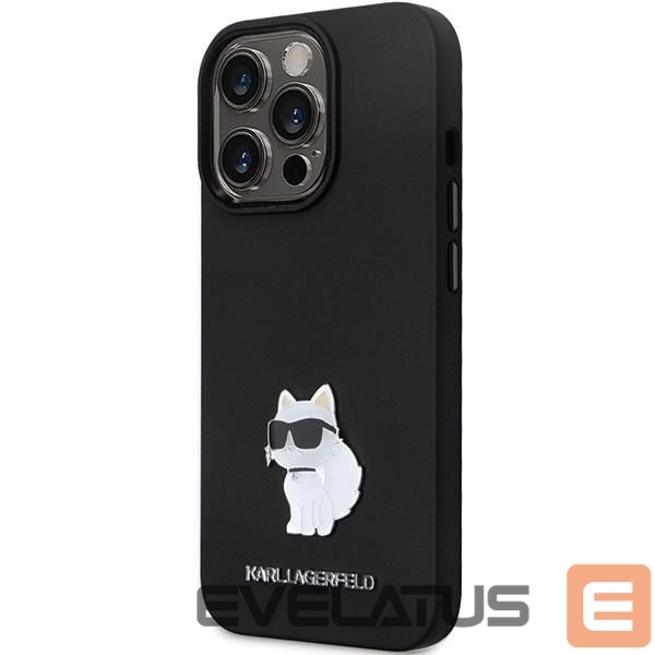 Чехол на заднюю панель Karl Lagerfeld Karl Lagerfeld KLHCP14LSMHCNPK case for iPhone 14 Pro - black Silicone C Metal Pin