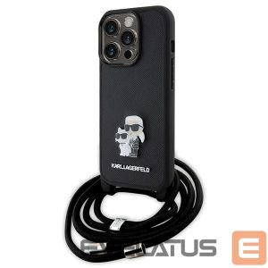 Чехол на заднюю панель Karl Lagerfeld  Karl Lagerfeld Crossbody Saffiano Metal Pin Karl & Choupette case for iPhone 15 Pro - black 