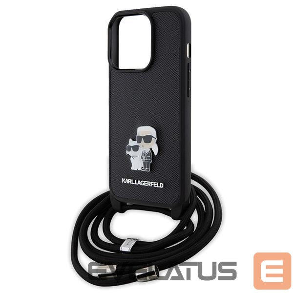 Чехол на заднюю панель Karl Lagerfeld Karl Lagerfeld Crossbody Saffiano Metal Pin Karl & Choupette case for iPhone 15 Pro - black