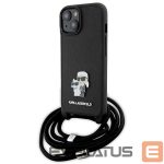 Чехол на заднюю панель Karl Lagerfeld  Karl Lagerfeld Crossbody Saffiano Metal Pin Karl & Choupette case for iPhone 15 Plus - black 