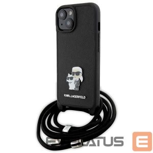 Чехол на заднюю панель Karl Lagerfeld  Karl Lagerfeld Crossbody Saffiano Metal Pin Karl & Choupette case for iPhone 15 Plus - black 